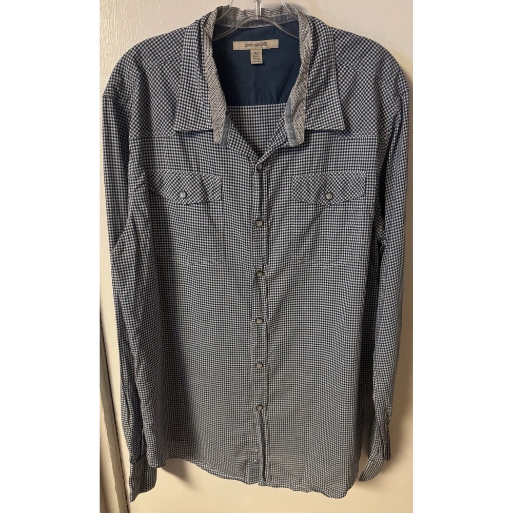 Hertige 1981 Women's XL Long Sleeve Gingham Check With Pearl Snaps Shirt - Picture 1 of 16